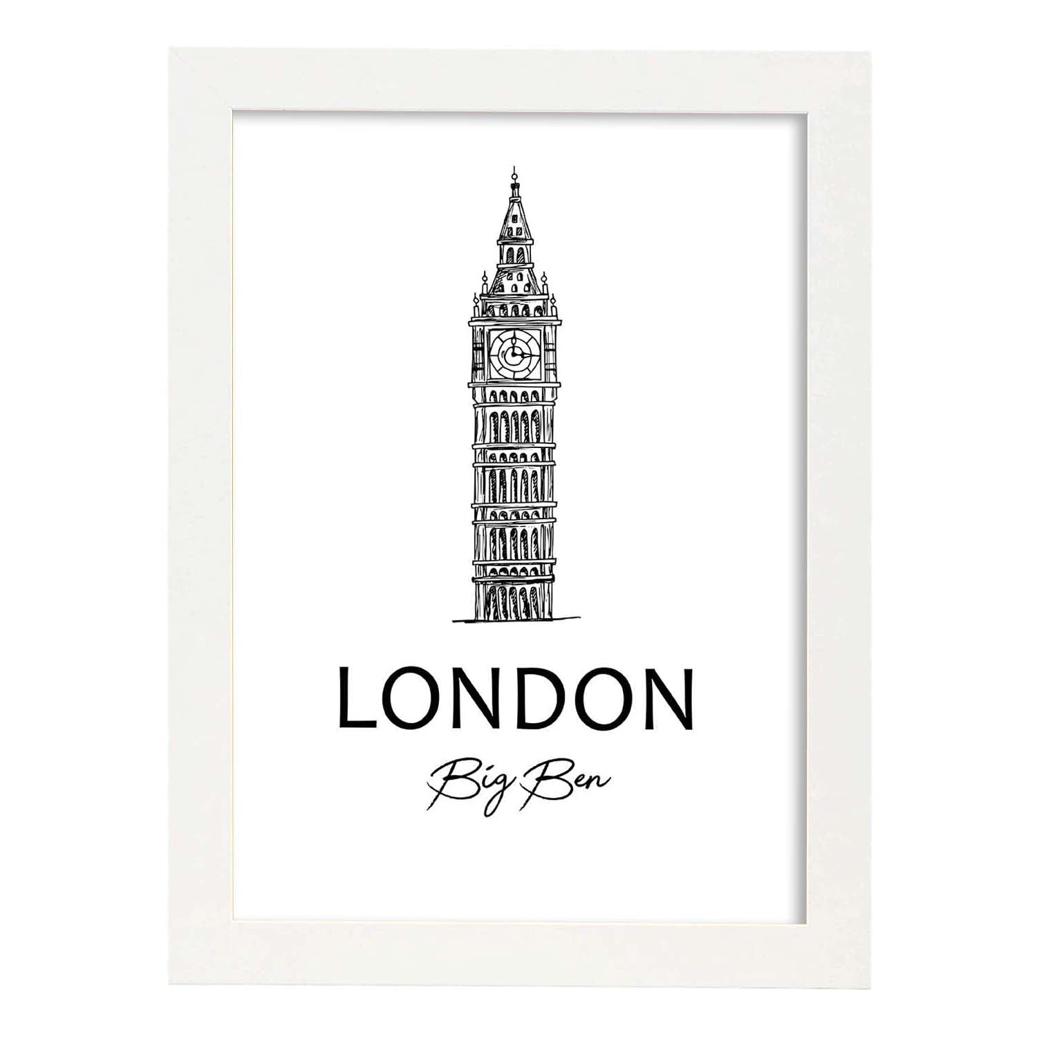 Poster de Londres - Big Ben. Láminas con monumentos de ciudades.-Artwork-Nacnic-A3-Marco Blanco-Nacnic Estudio SL