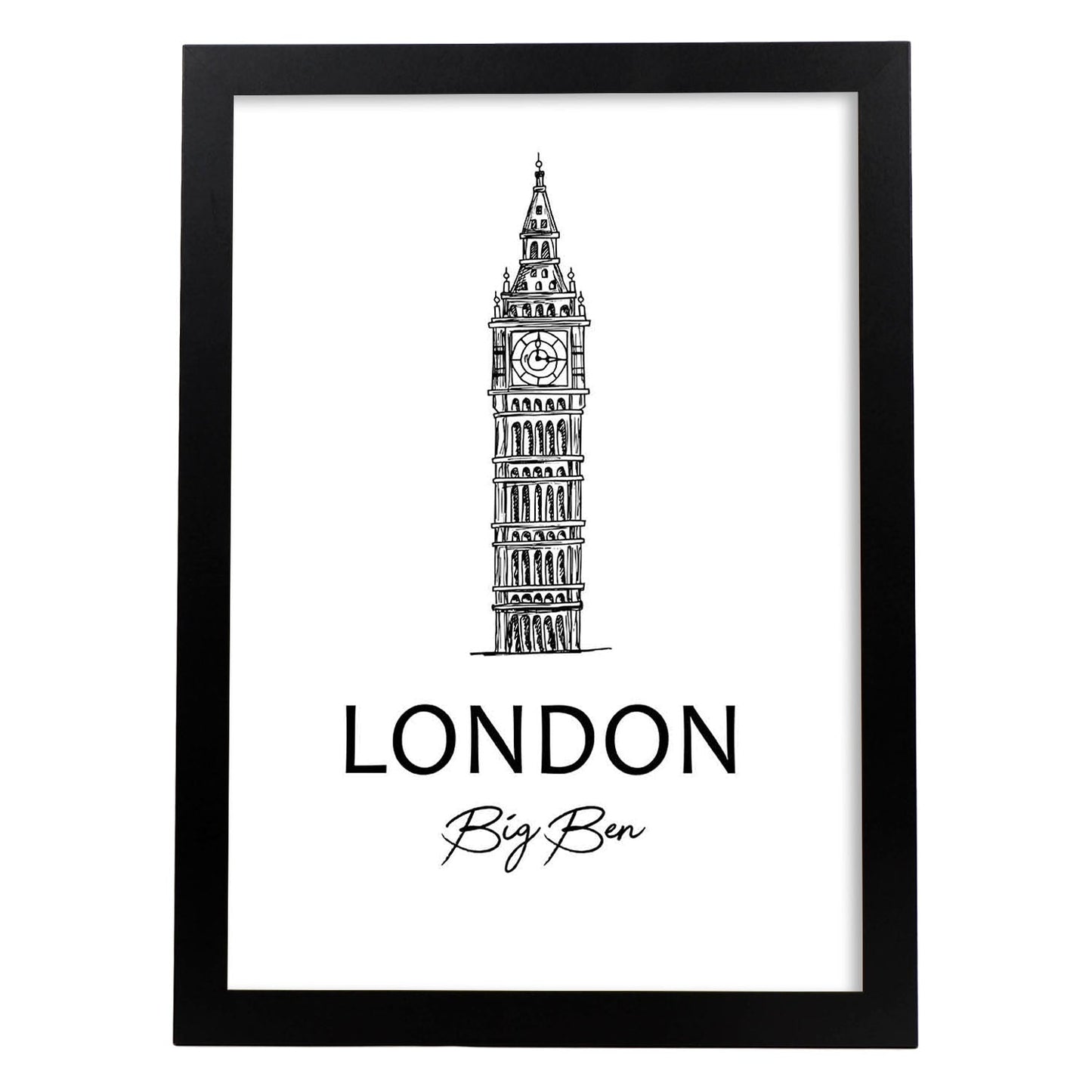 Poster de Londres - Big Ben. Láminas con monumentos de ciudades.-Artwork-Nacnic-A3-Marco Negro-Nacnic Estudio SL
