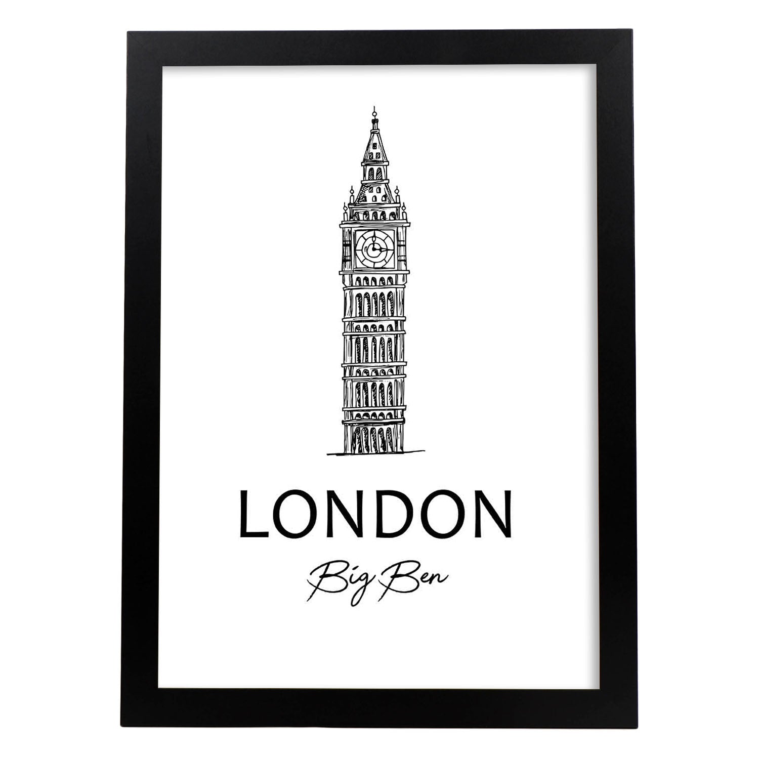 Poster de Londres - Big Ben. Láminas con monumentos de ciudades.-Artwork-Nacnic-A3-Marco Negro-Nacnic Estudio SL