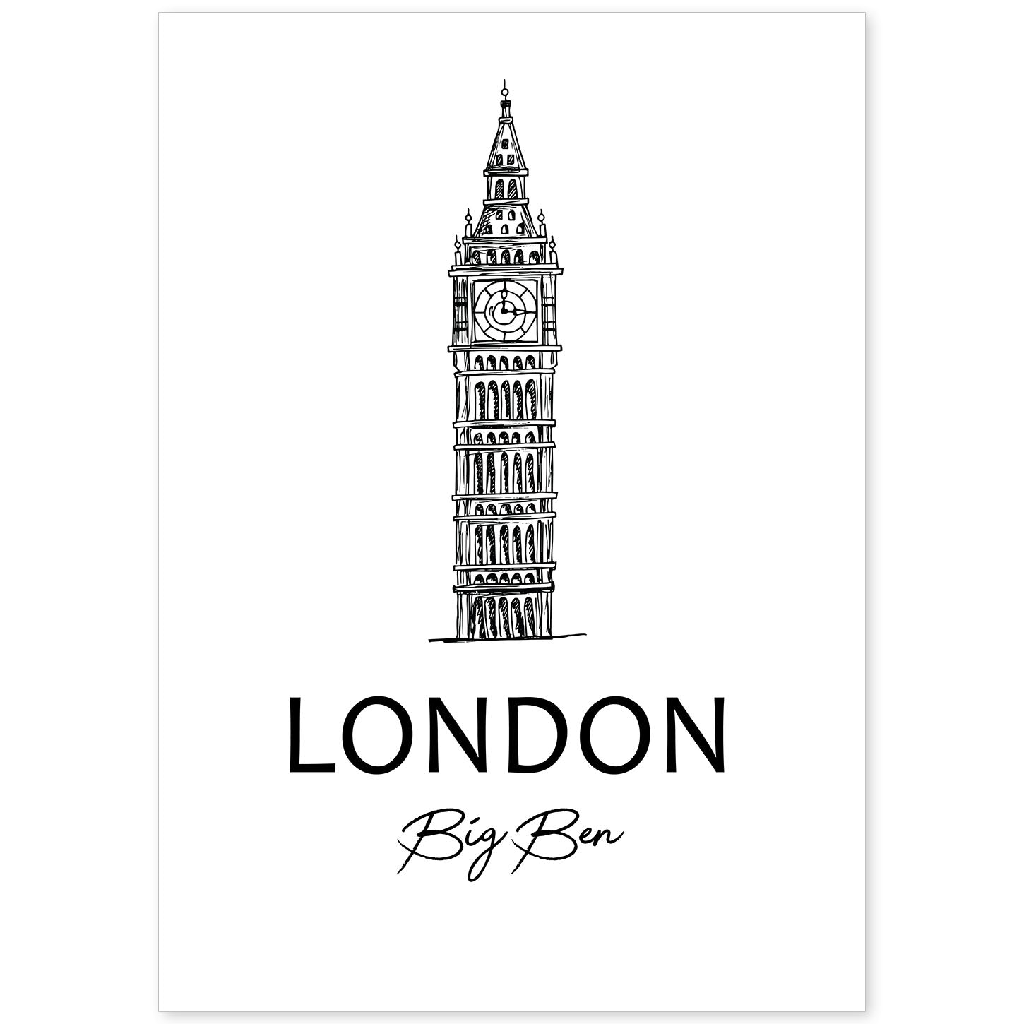 Poster de Londres - Big Ben. Láminas con monumentos de ciudades.-Artwork-Nacnic-A4-Sin marco-Nacnic Estudio SL