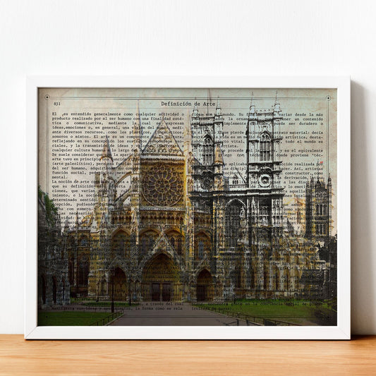 Poster de Londres (Catedral Winchester). Láminas e ilustraciones de ciudades del mundo y monumentos famosos.-Artwork-Nacnic-Nacnic Estudio SL