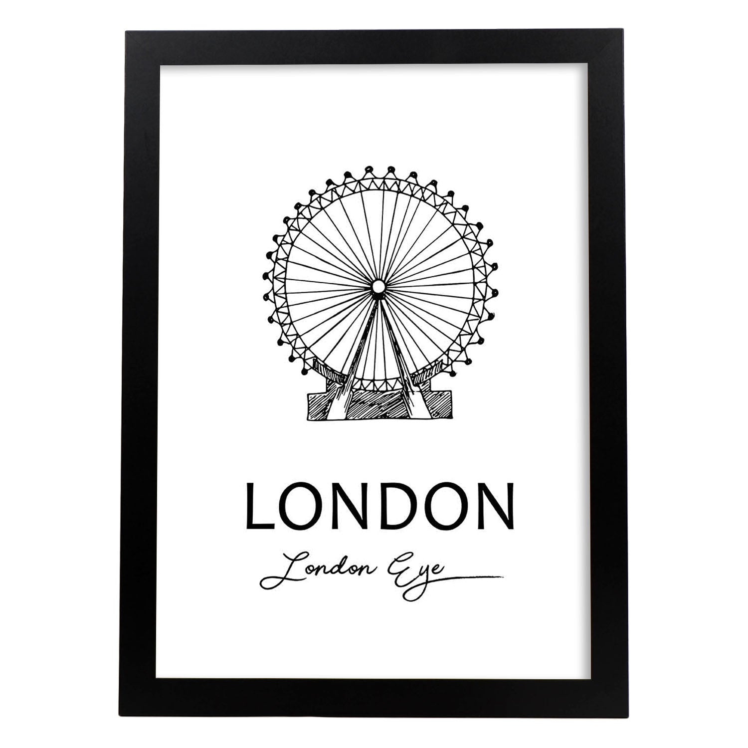Poster de Londres - El ojo. Láminas con monumentos de ciudades.-Artwork-Nacnic-A3-Marco Negro-Nacnic Estudio SL