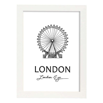 Poster de Londres - El ojo. Láminas con monumentos de ciudades.-Artwork-Nacnic-A4-Marco Blanco-Nacnic Estudio SL