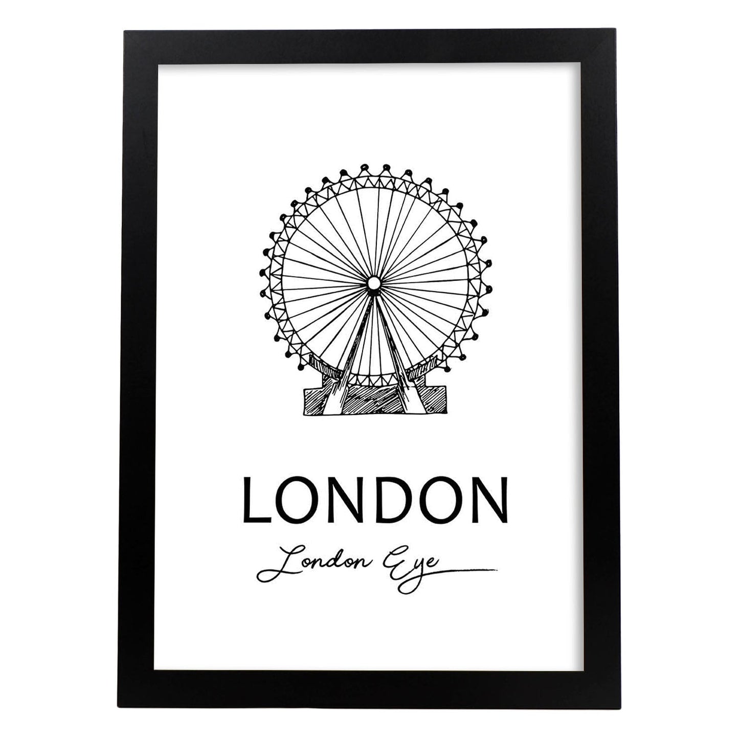 Poster de Londres - El ojo. Láminas con monumentos de ciudades.-Artwork-Nacnic-A4-Marco Negro-Nacnic Estudio SL