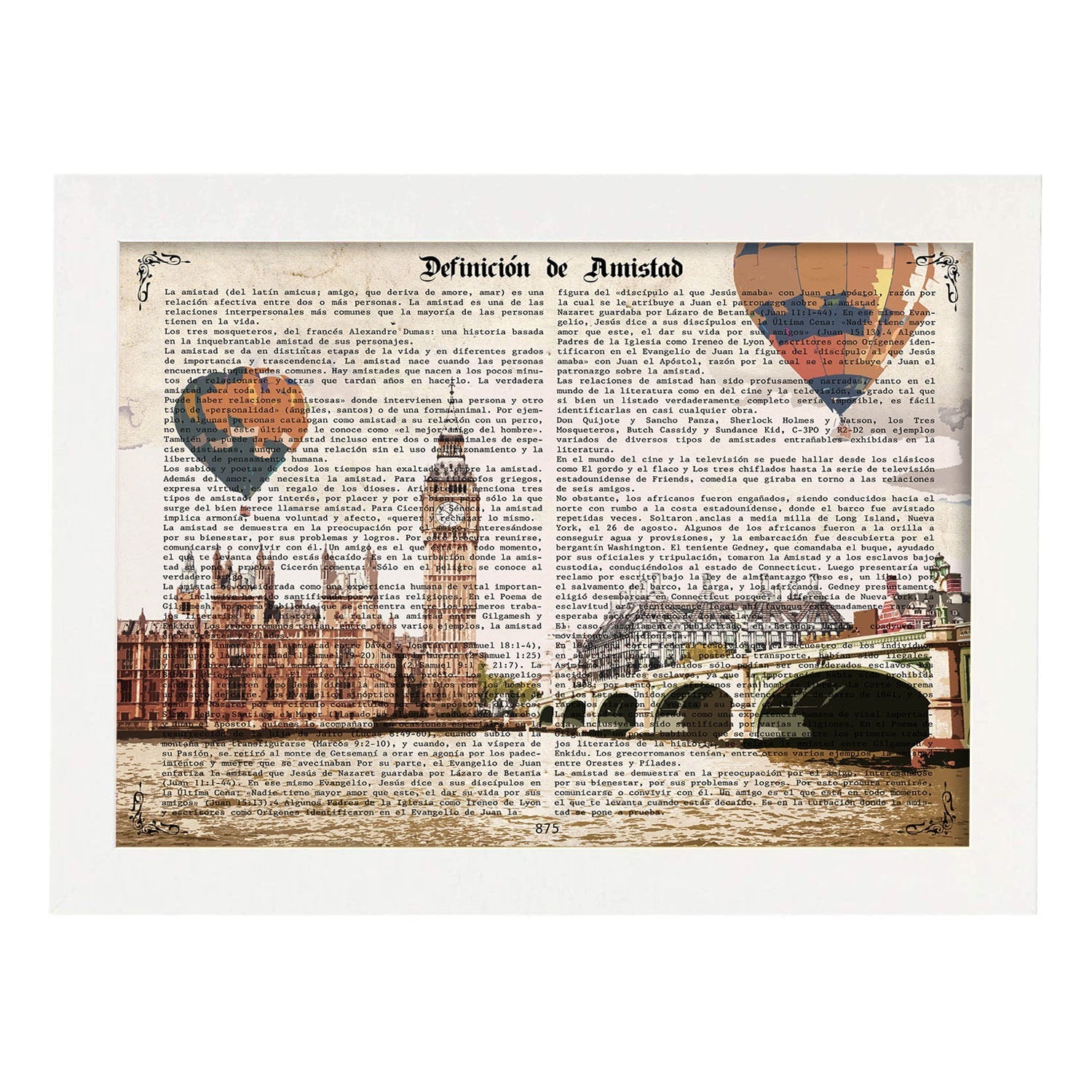 Poster de Londres (London Eye). Láminas e ilustraciones de ciudades del mundo y monumentos famosos.-Artwork-Nacnic-A3-Marco Blanco-Nacnic Estudio SL