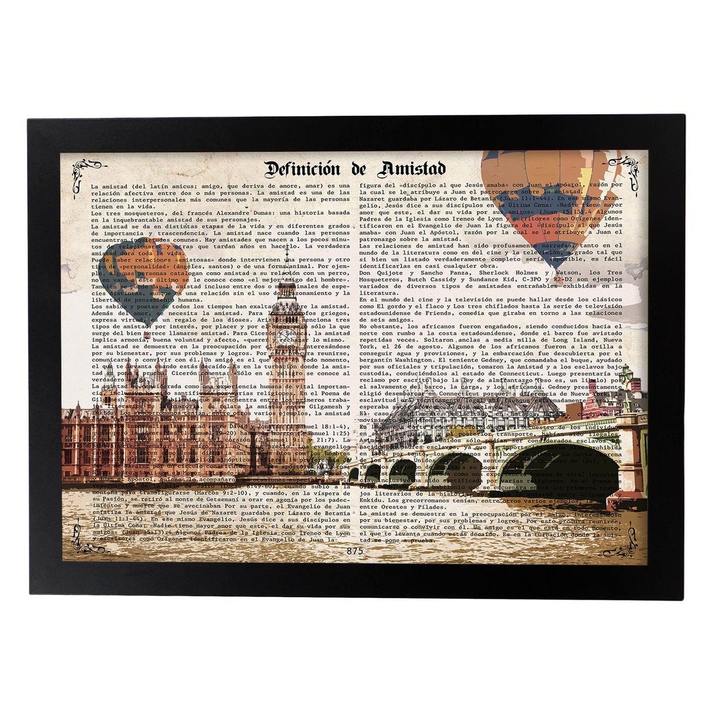 Poster de Londres (London Eye). Láminas e ilustraciones de ciudades del mundo y monumentos famosos.-Artwork-Nacnic-A3-Marco Negro-Nacnic Estudio SL