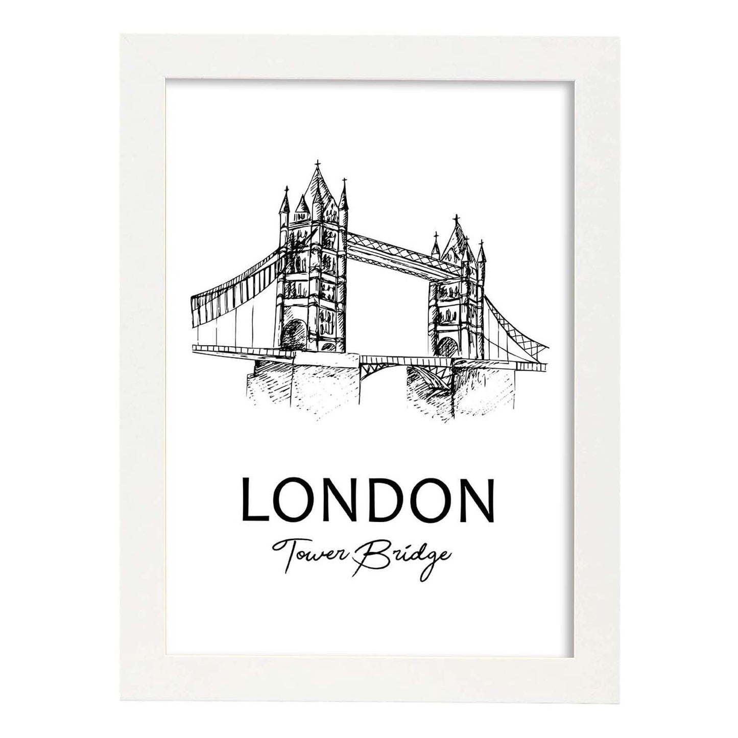 Poster de Londres - Tower bridge. Láminas con monumentos de ciudades.-Artwork-Nacnic-A3-Marco Blanco-Nacnic Estudio SL
