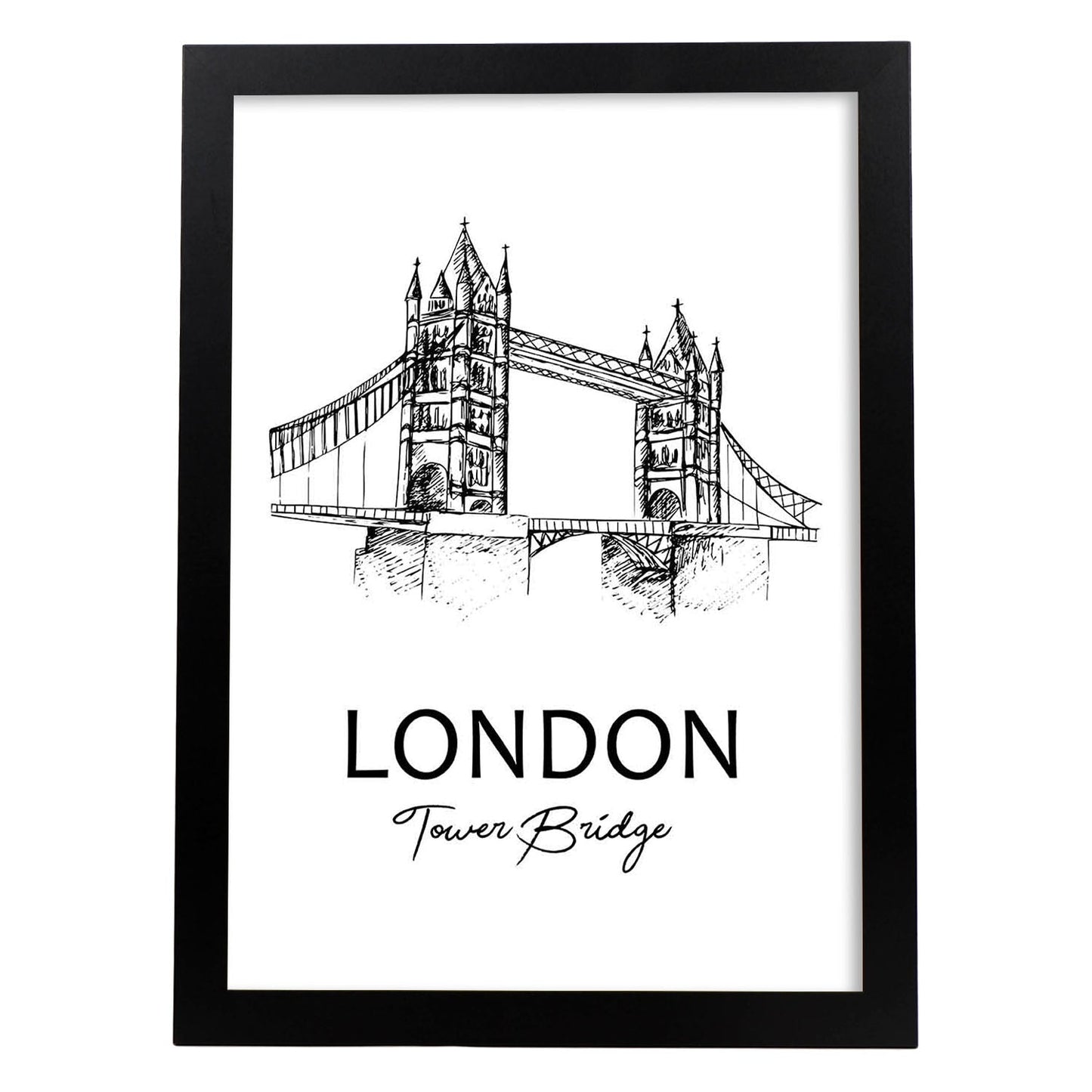 Poster de Londres - Tower bridge. Láminas con monumentos de ciudades.-Artwork-Nacnic-A3-Marco Negro-Nacnic Estudio SL