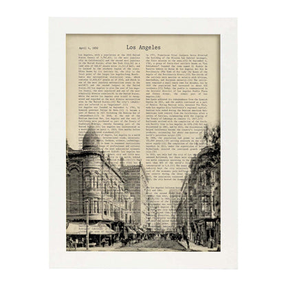 Poster de Los Angeles 3. Láminas e ilustraciones de ciudades del mundo y monumentos famosos.-Artwork-Nacnic-A4-Marco Blanco-Nacnic Estudio SL