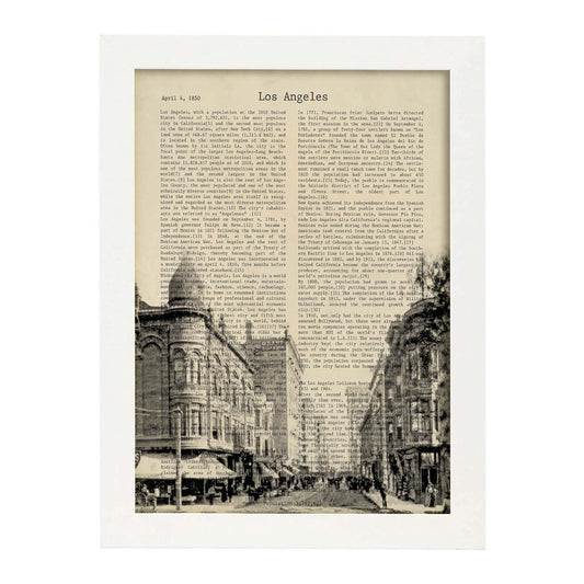 Poster de Los Angeles 3. Láminas e ilustraciones de ciudades del mundo y monumentos famosos.-Artwork-Nacnic-A4-Marco Blanco-Nacnic Estudio SL