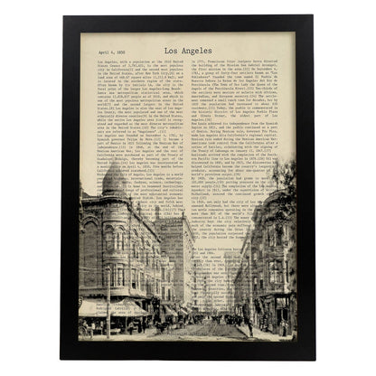 Poster de Los Angeles 3. Láminas e ilustraciones de ciudades del mundo y monumentos famosos.-Artwork-Nacnic-A4-Marco Negro-Nacnic Estudio SL