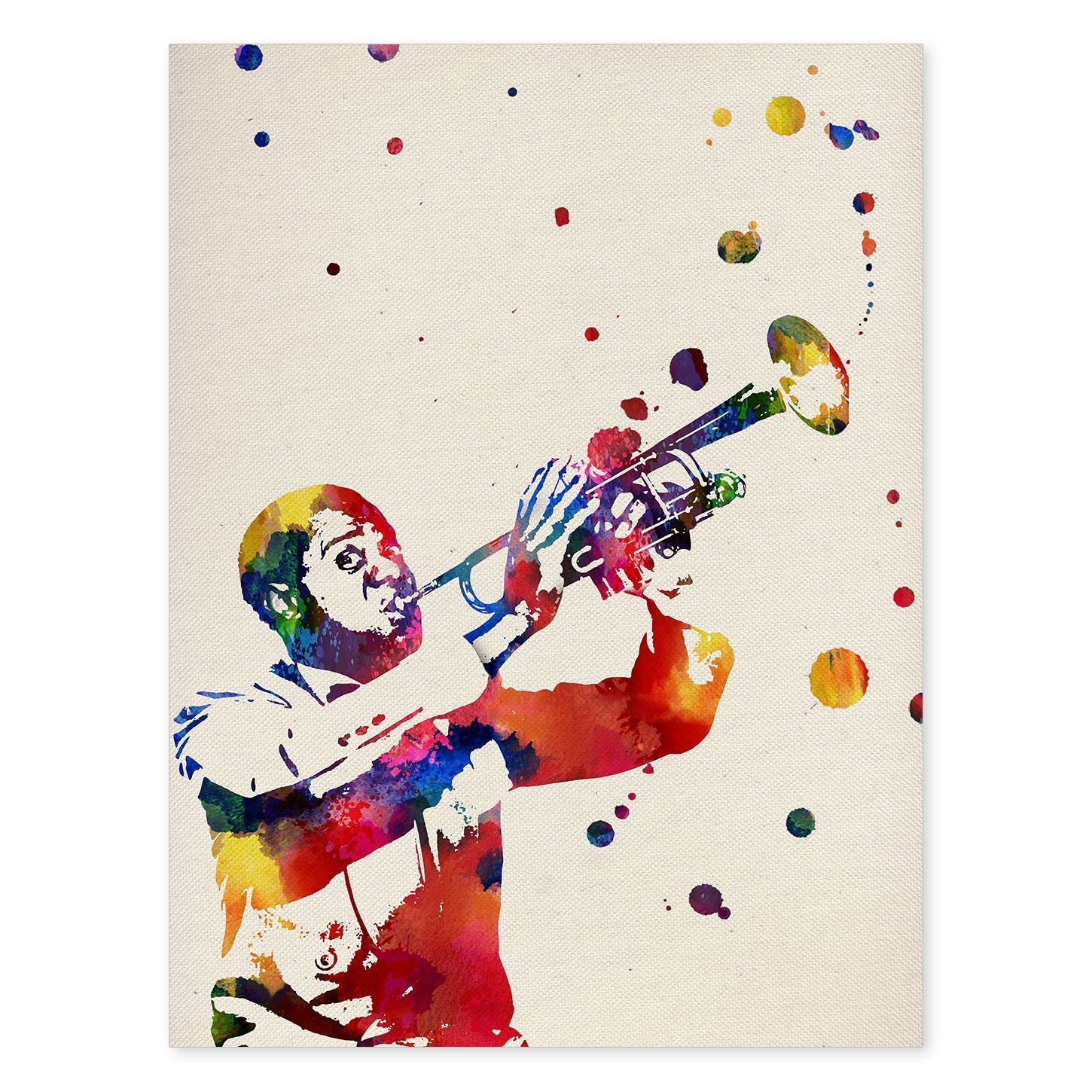 Poster de Louis Armstrong con diseño acuarela. Mix de láminas con estilo acuarela-Artwork-Nacnic-A4-Sin marco-Nacnic Estudio SL