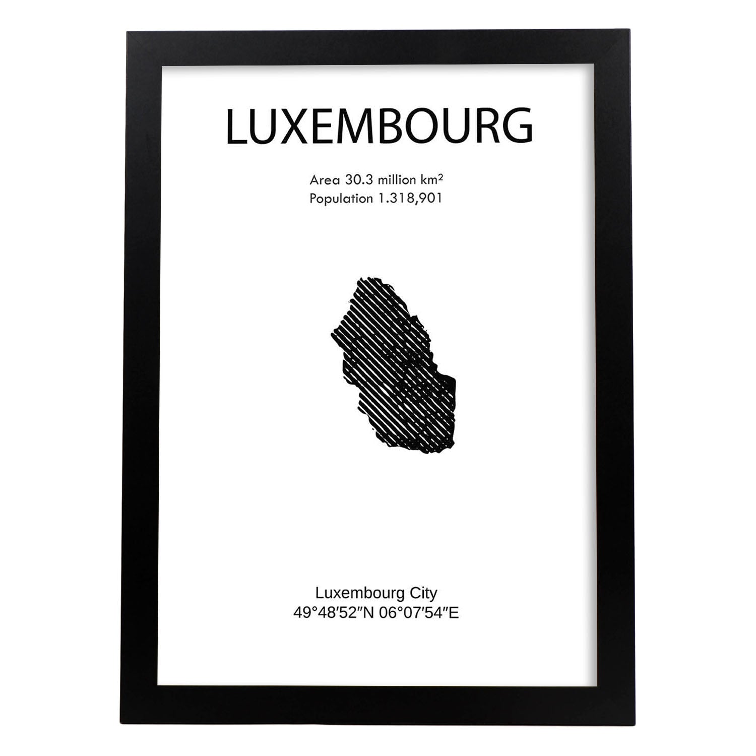 Poster de Luxemburgo. Láminas de paises y continentes del mundo.-Artwork-Nacnic-A3-Marco Negro-Nacnic Estudio SL