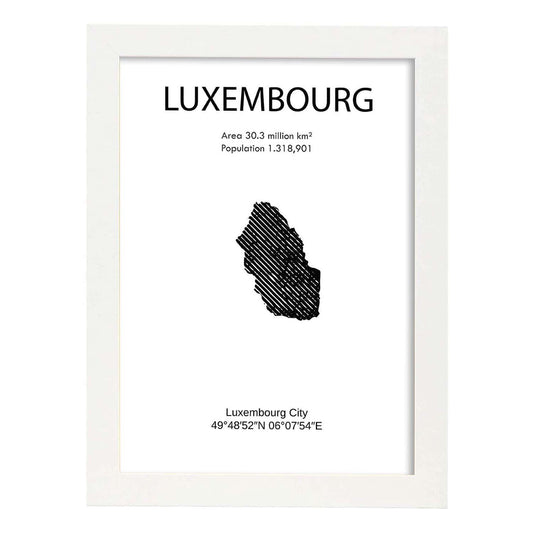 Poster de Luxemburgo. Láminas de paises y continentes del mundo.-Artwork-Nacnic-A4-Marco Blanco-Nacnic Estudio SL