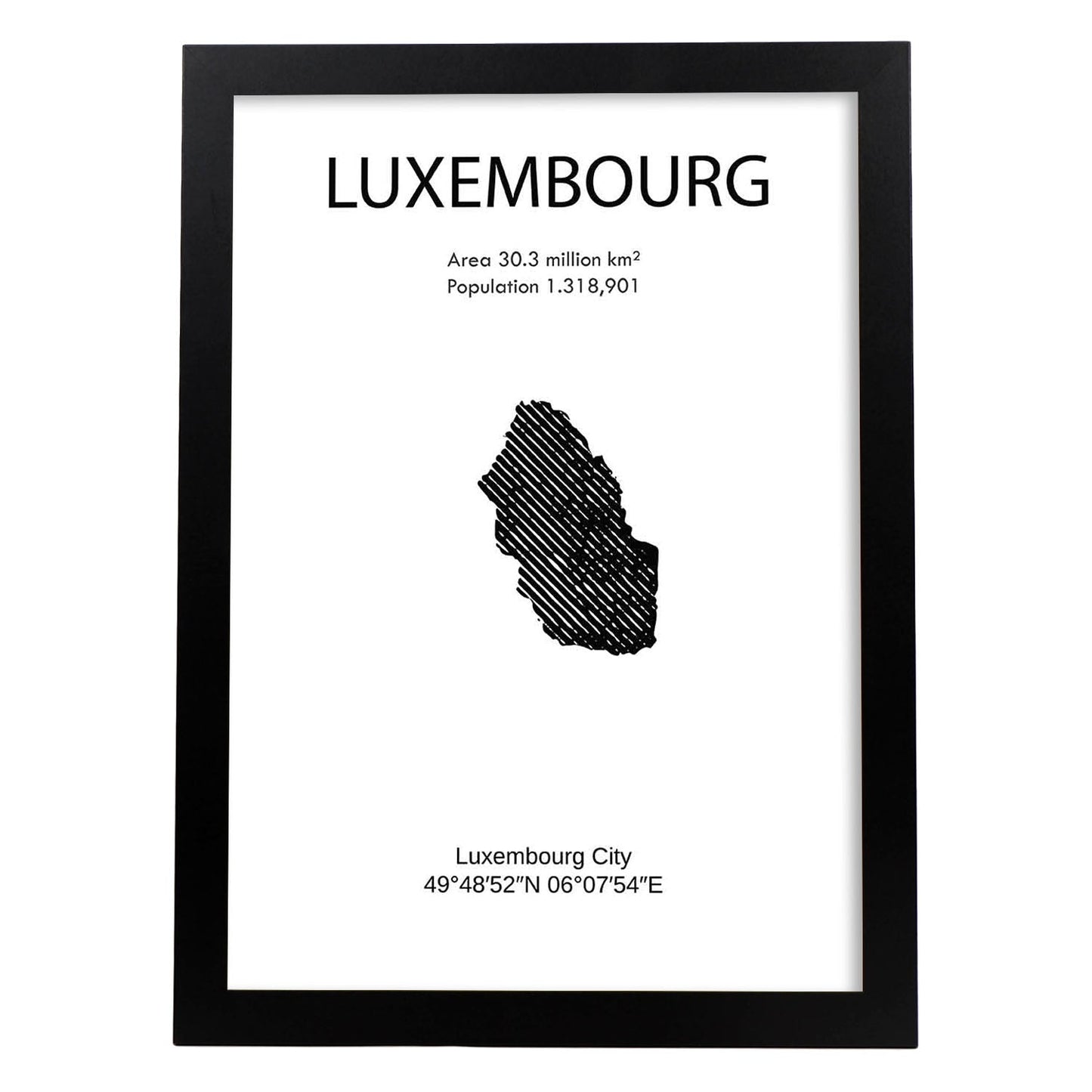 Poster de Luxemburgo. Láminas de paises y continentes del mundo.-Artwork-Nacnic-A4-Marco Negro-Nacnic Estudio SL
