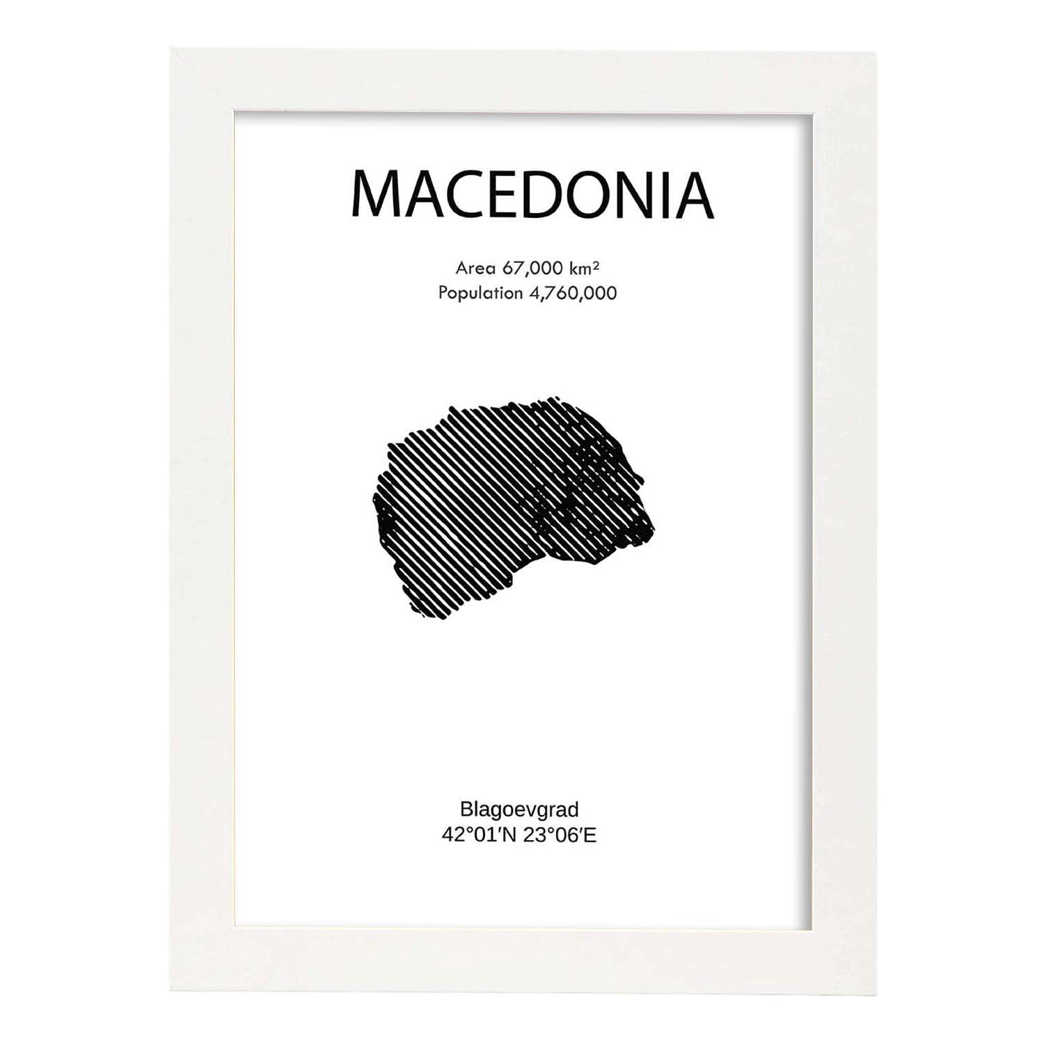 Poster de Macedonia. Láminas de paises y continentes del mundo.-Artwork-Nacnic-A3-Marco Blanco-Nacnic Estudio SL