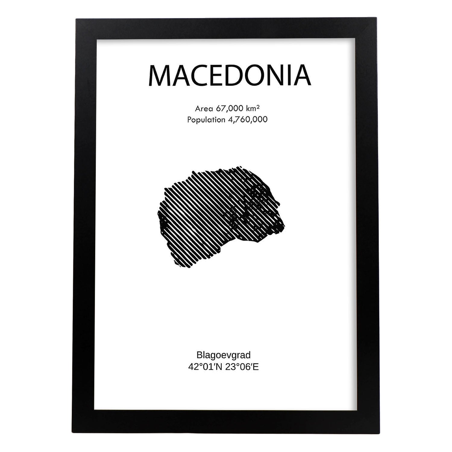 Poster de Macedonia. Láminas de paises y continentes del mundo.-Artwork-Nacnic-A3-Marco Negro-Nacnic Estudio SL