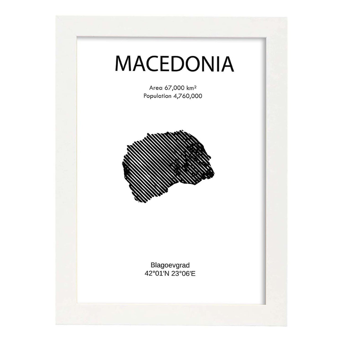 Poster de Macedonia. Láminas de paises y continentes del mundo.-Artwork-Nacnic-A4-Marco Blanco-Nacnic Estudio SL