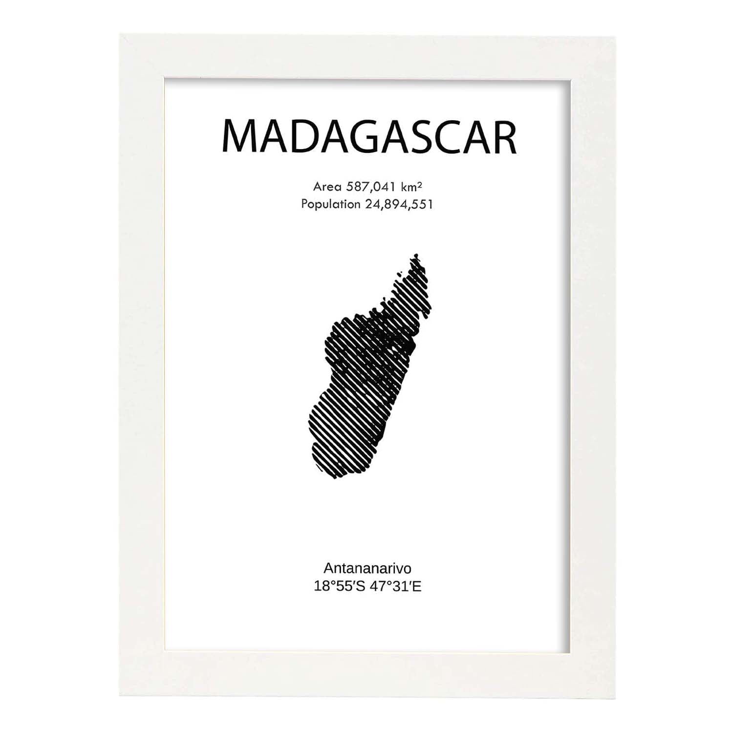 Poster de Madagascar. Láminas de paises y continentes del mundo.-Artwork-Nacnic-A3-Marco Blanco-Nacnic Estudio SL