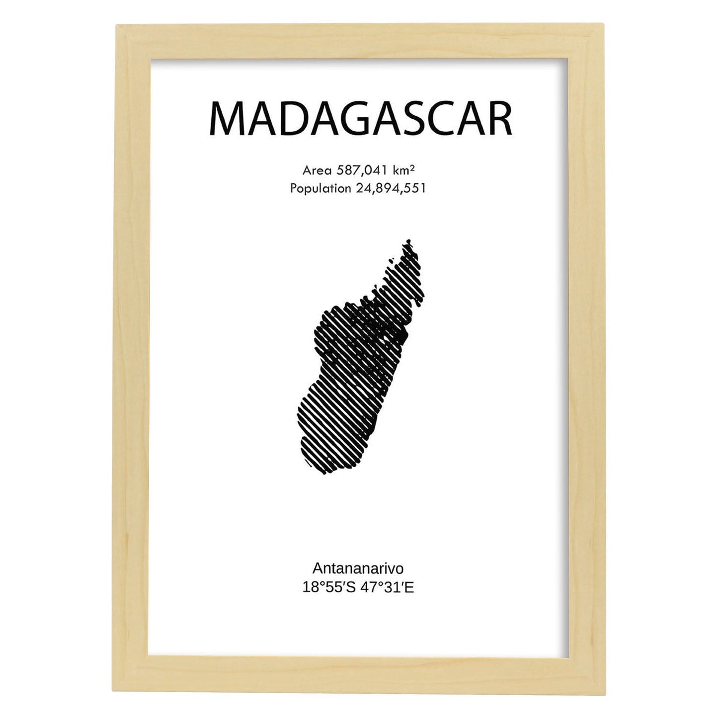 Poster de Madagascar. Láminas de paises y continentes del mundo.-Artwork-Nacnic-A3-Marco Madera clara-Nacnic Estudio SL
