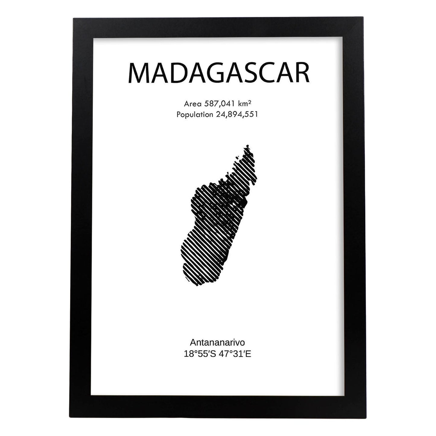 Poster de Madagascar. Láminas de paises y continentes del mundo.-Artwork-Nacnic-A3-Marco Negro-Nacnic Estudio SL