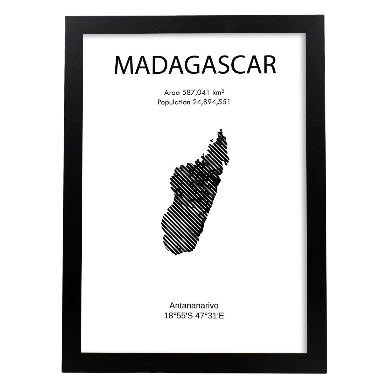 Poster de Madagascar. Láminas de paises y continentes del mundo.-Artwork-Nacnic-A4-Marco Negro-Nacnic Estudio SL