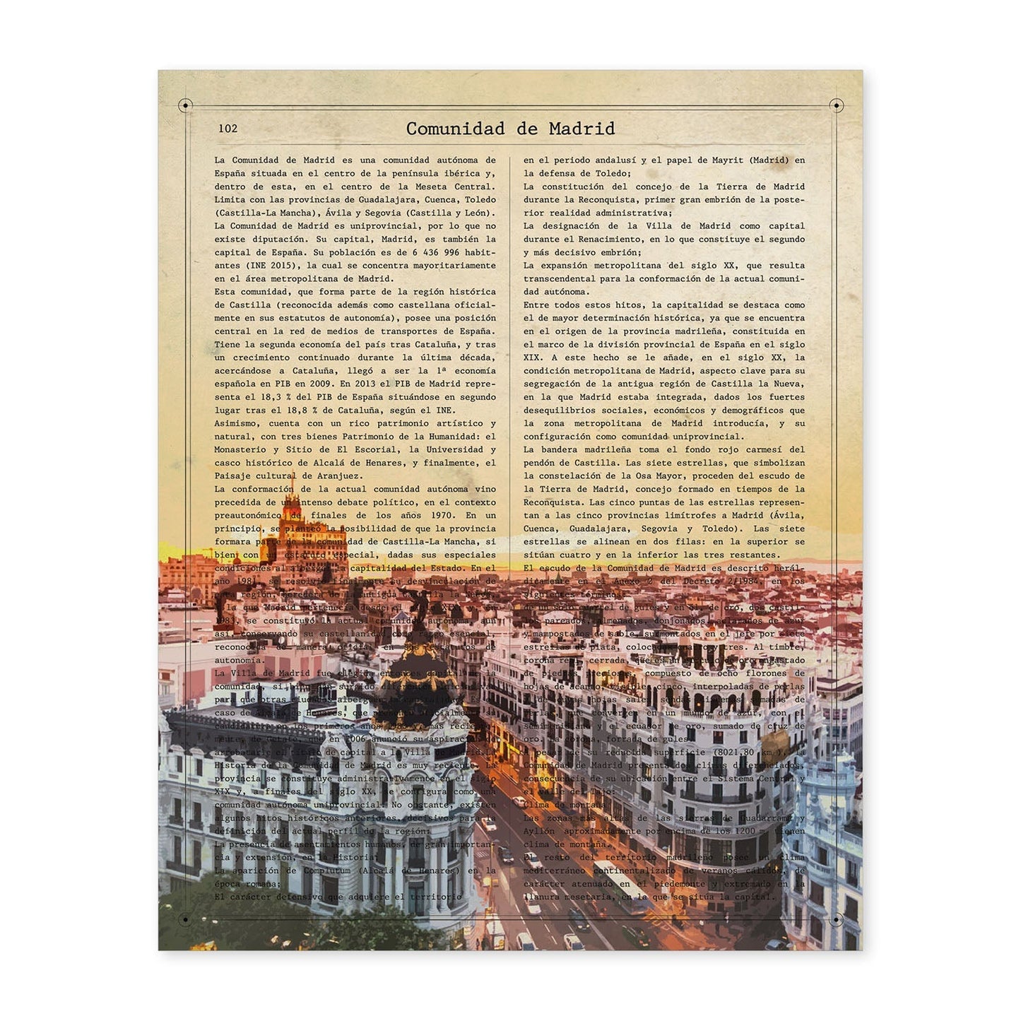 Poster de Madrid. Láminas de comunidades autónomas de España.-Artwork-Nacnic-A4-Sin marco-Nacnic Estudio SL