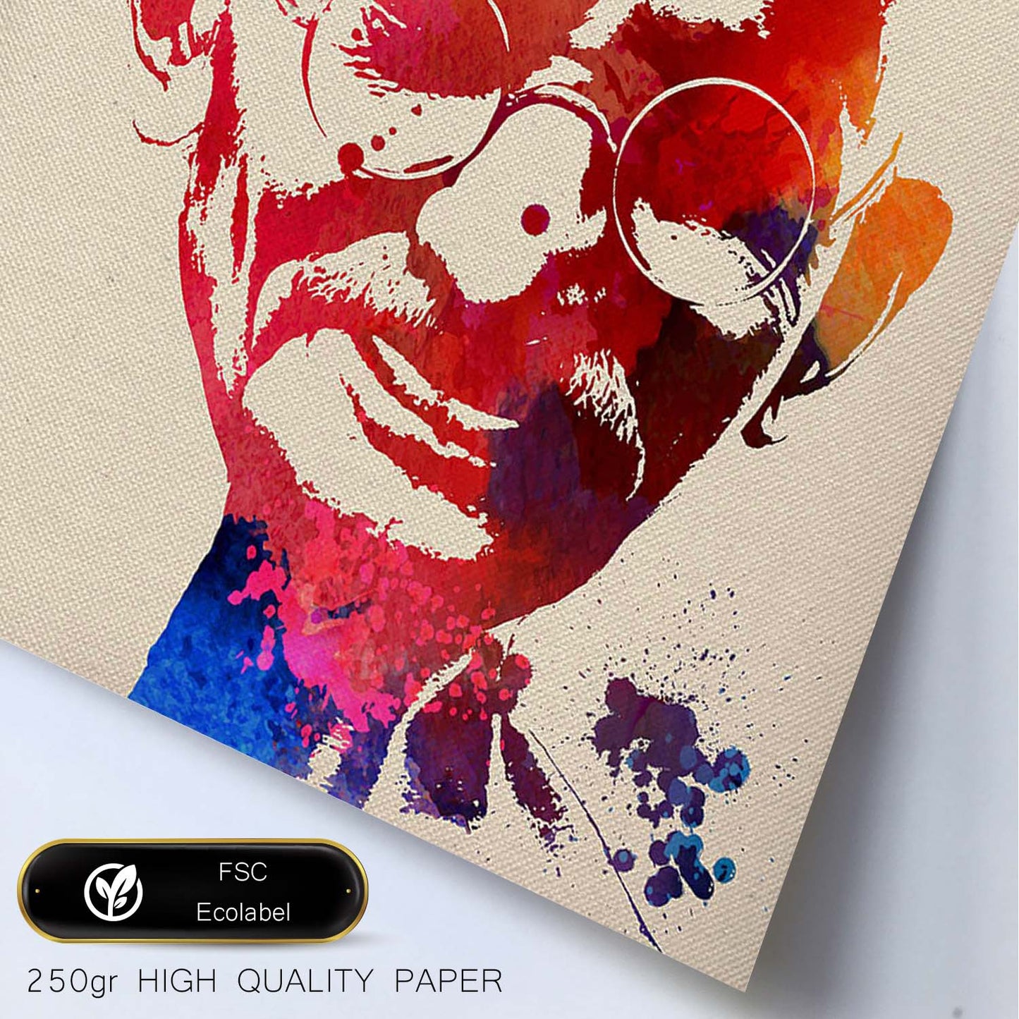 Poster de Mahatma Gandhi con diseño acuarela. Mix de láminas con estilo acuarela-Artwork-Nacnic-Nacnic Estudio SL