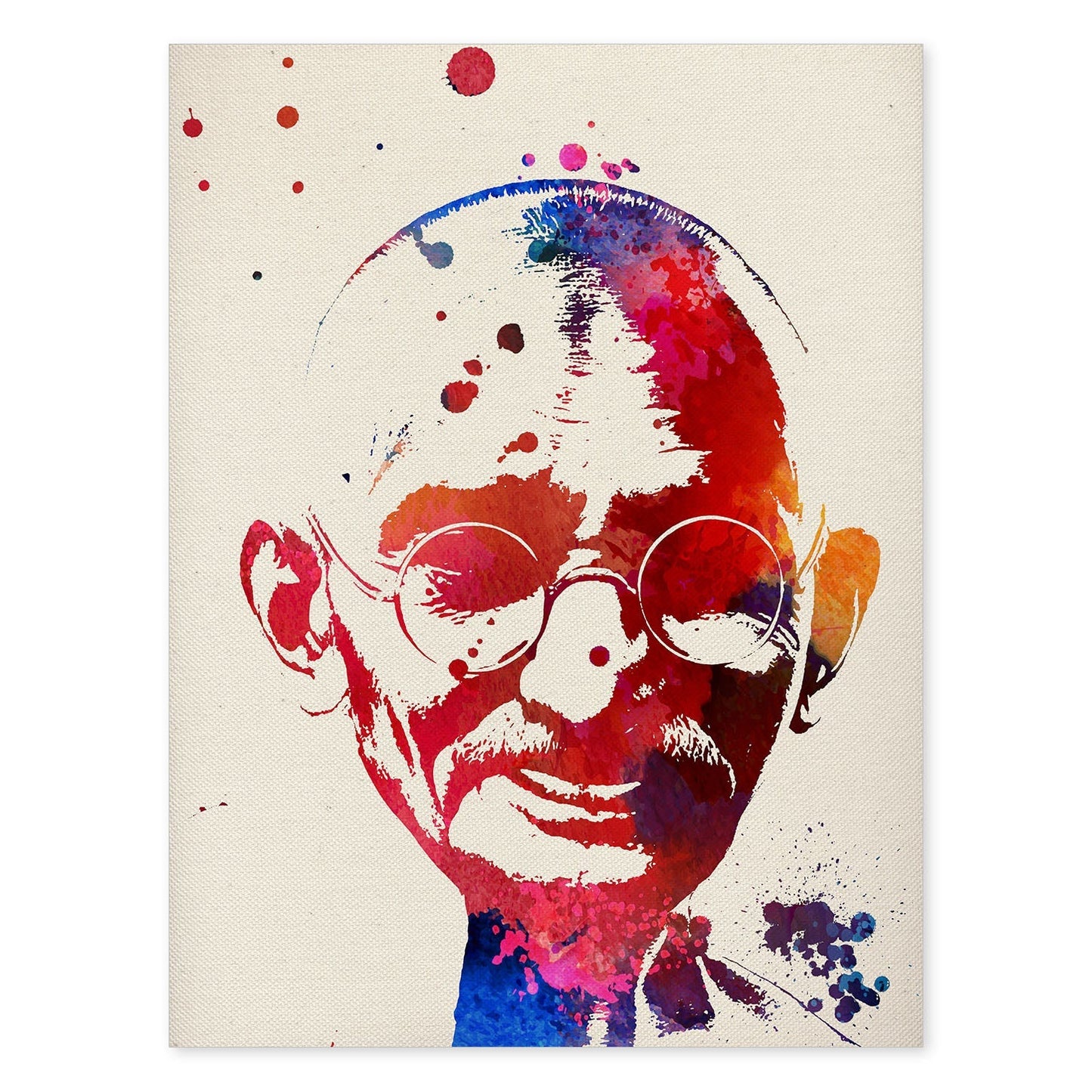Poster de Mahatma Gandhi con diseño acuarela. Mix de láminas con estilo acuarela-Artwork-Nacnic-A4-Sin marco-Nacnic Estudio SL