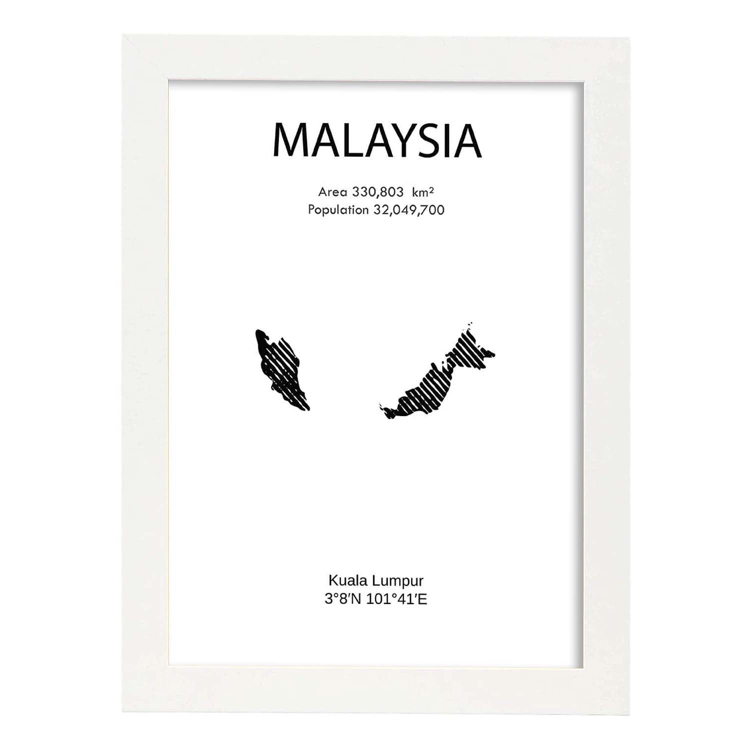 Poster de Malasia. Láminas de paises y continentes del mundo.-Artwork-Nacnic-A3-Marco Blanco-Nacnic Estudio SL