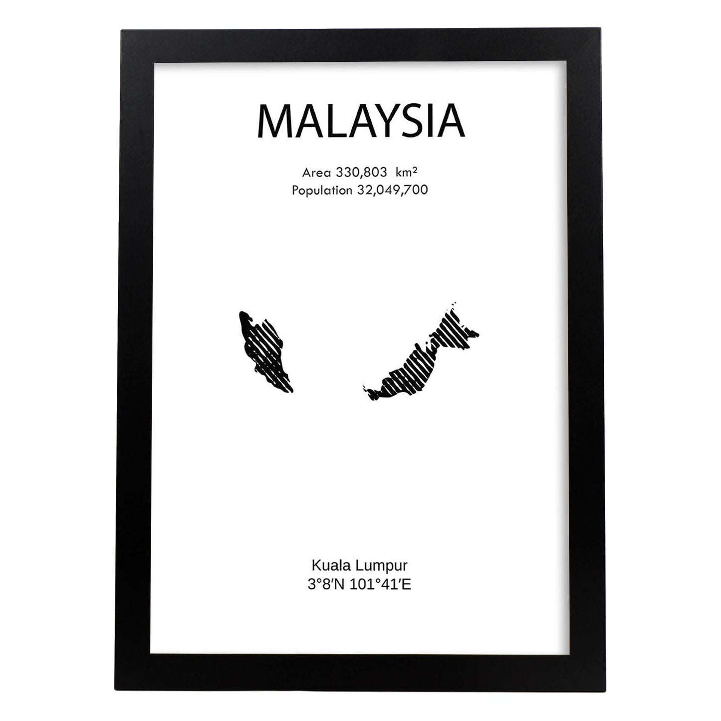 Poster de Malasia. Láminas de paises y continentes del mundo.-Artwork-Nacnic-A3-Marco Negro-Nacnic Estudio SL