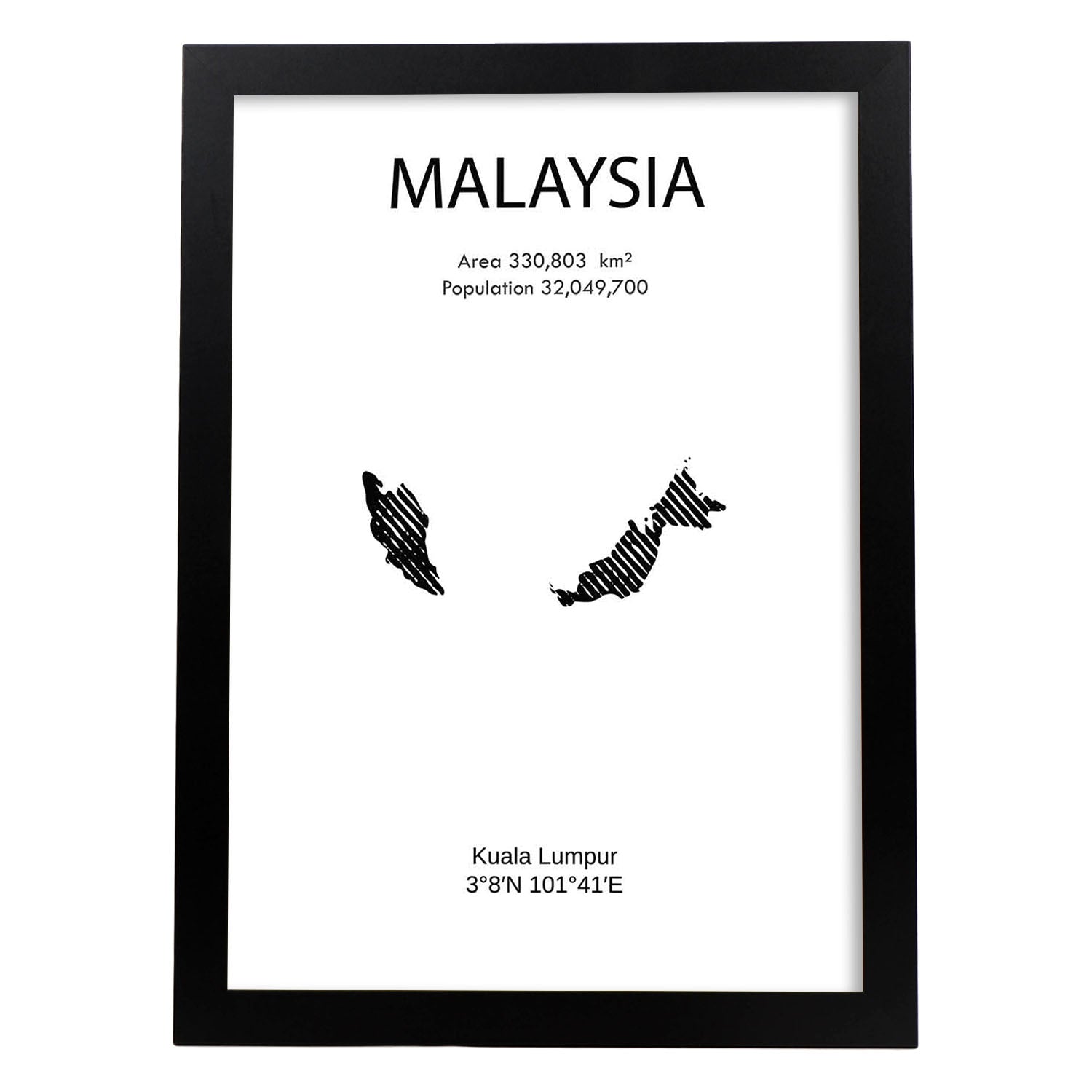 Poster de Malasia. Láminas de paises y continentes del mundo.-Artwork-Nacnic-A4-Marco Negro-Nacnic Estudio SL