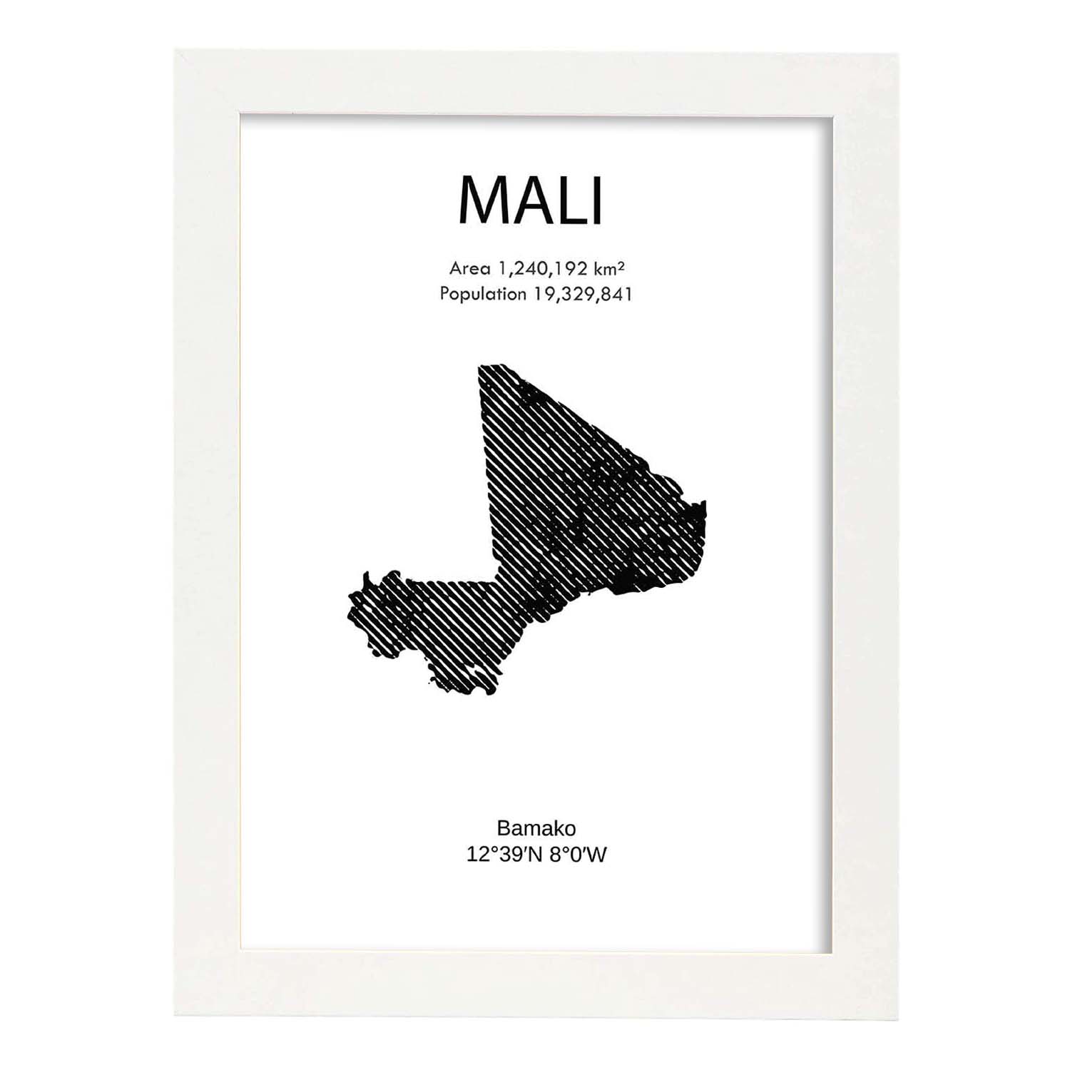 Poster de Mali. Láminas de paises y continentes del mundo.-Artwork-Nacnic-A3-Marco Blanco-Nacnic Estudio SL