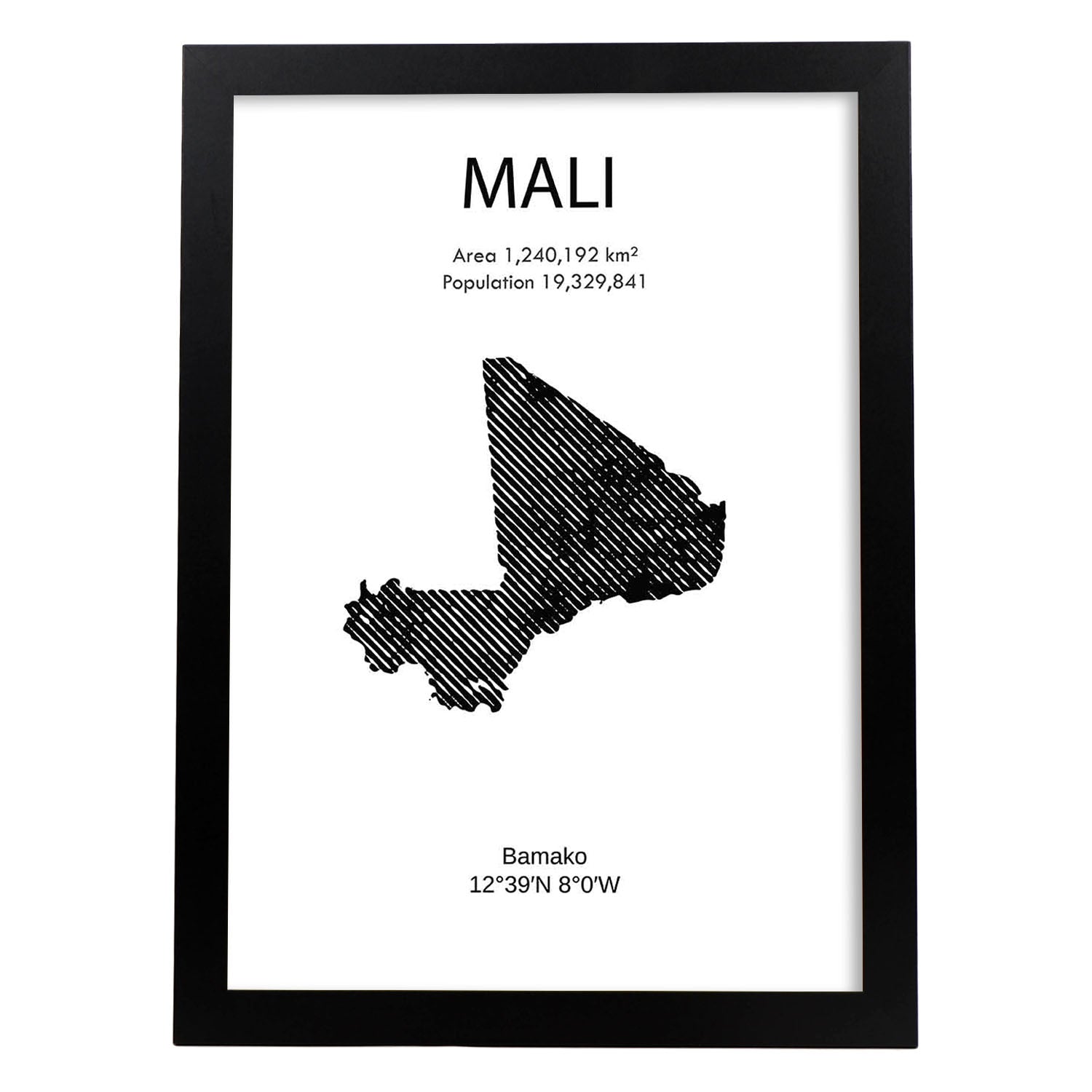 Poster de Mali. Láminas de paises y continentes del mundo.-Artwork-Nacnic-A3-Marco Negro-Nacnic Estudio SL