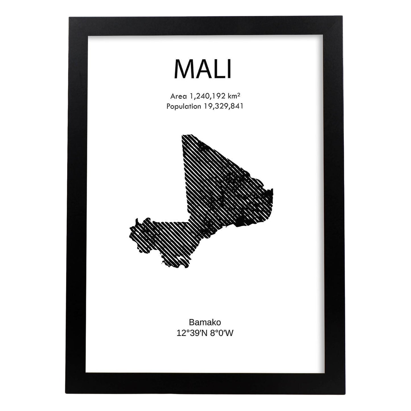 Poster de Mali. Láminas de paises y continentes del mundo.-Artwork-Nacnic-A4-Marco Negro-Nacnic Estudio SL