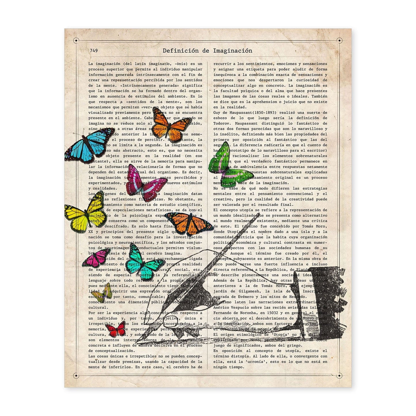 Poster de Mano escribiendo. Láminas de mariposas. Decoración de mariposas y polillas.-Artwork-Nacnic-A4-Sin marco-Nacnic Estudio SL