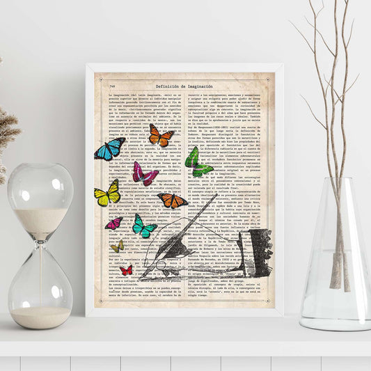 Poster de Mano escribiendo. Láminas de mariposas. Decoración de mariposas y polillas.-Artwork-Nacnic-Nacnic Estudio SL