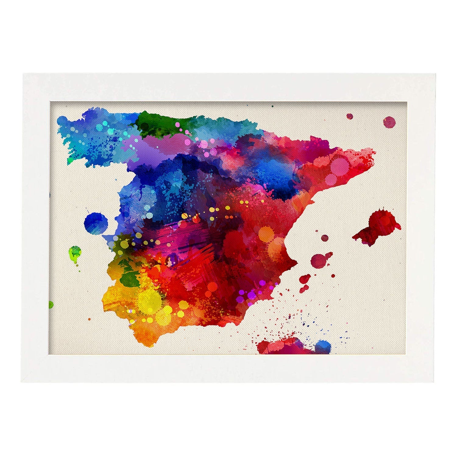 Poster de Mapa Espana 2. Láminas e ilustraciones de ciudades, comunidades, y mapas de España.-Artwork-Nacnic-A3-Marco Blanco-Nacnic Estudio SL
