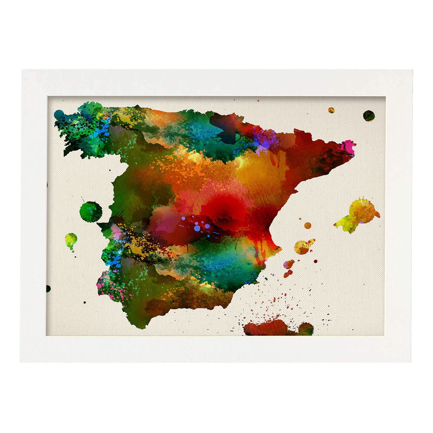 Poster de Mapa Espana 3. Láminas e ilustraciones de ciudades, comunidades, y mapas de España.-Artwork-Nacnic-A3-Marco Blanco-Nacnic Estudio SL