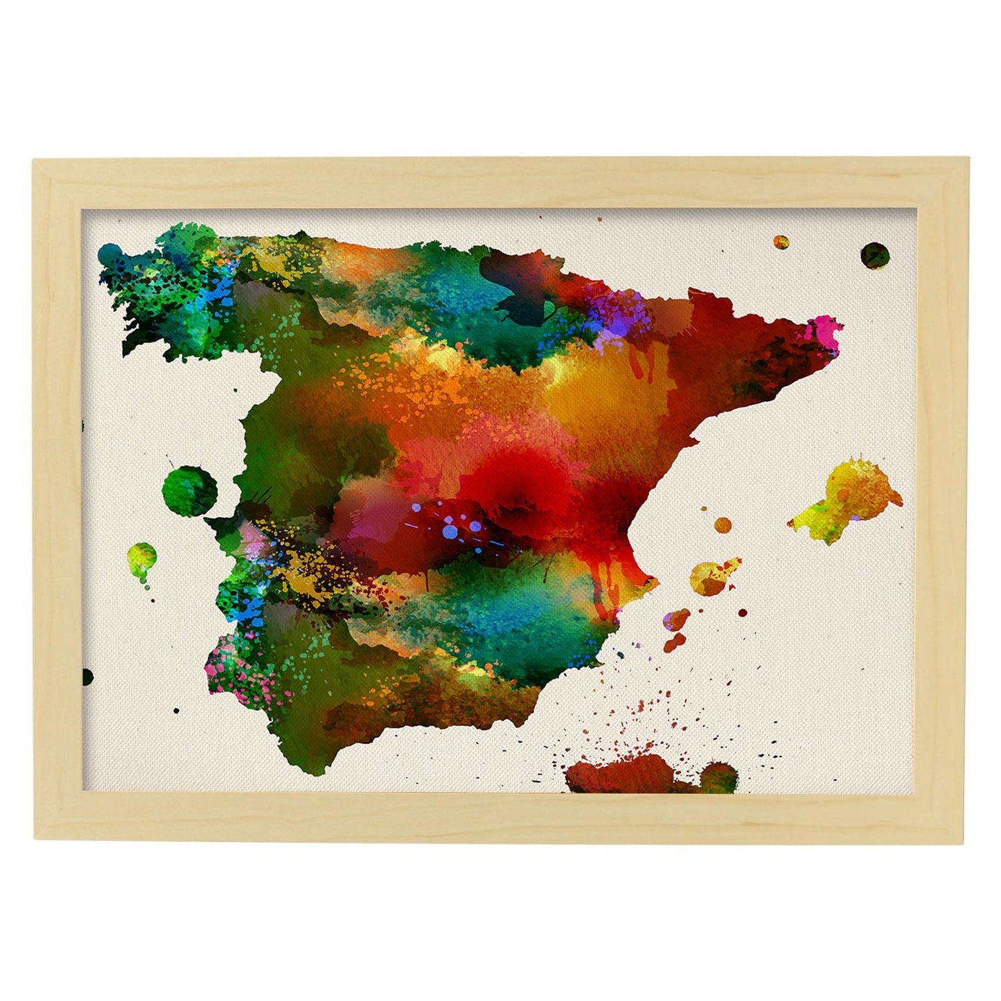 Poster de Mapa Espana 3. Láminas e ilustraciones de ciudades, comunidades, y mapas de España.-Artwork-Nacnic-A3-Marco Madera clara-Nacnic Estudio SL