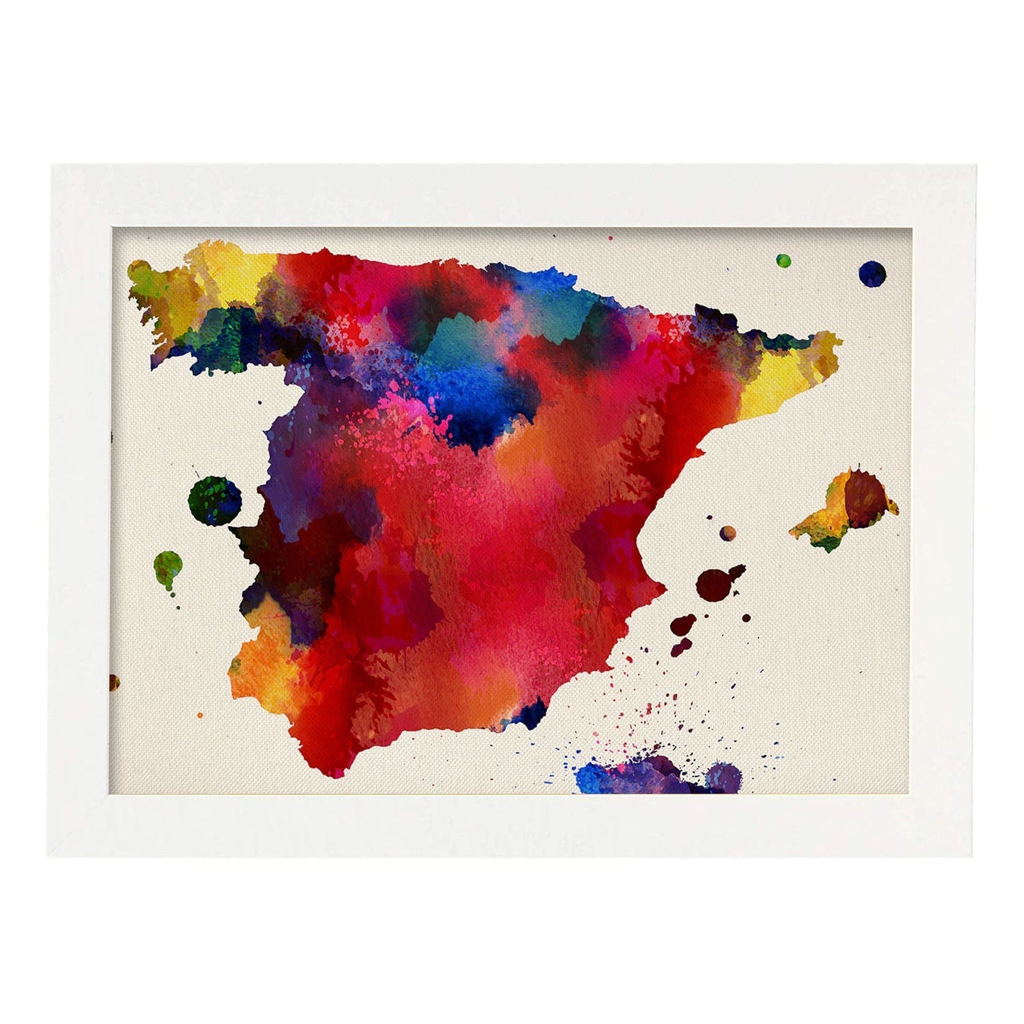 Poster de Mapa España. Láminas e ilustraciones de ciudades, comunidades, y mapas de España.-Artwork-Nacnic-A3-Marco Blanco-Nacnic Estudio SL