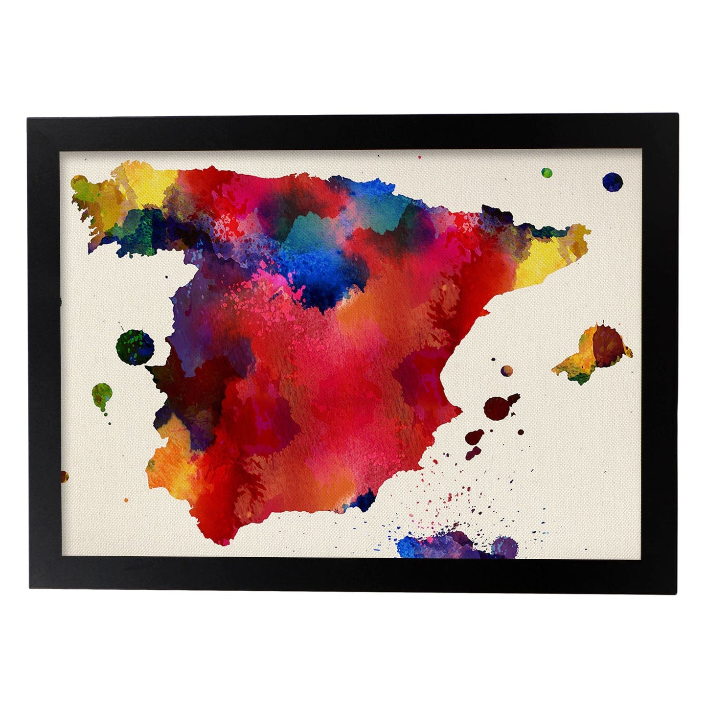 Poster de Mapa España. Láminas e ilustraciones de ciudades, comunidades, y mapas de España.-Artwork-Nacnic-A3-Marco Negro-Nacnic Estudio SL