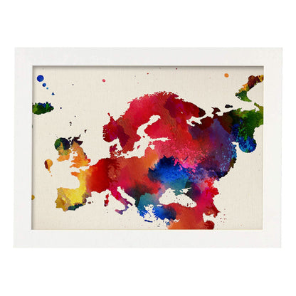 Poster de Mapa Europa. Láminas e ilustraciones de ciudades, comunidades, y mapas de España.-Artwork-Nacnic-A4-Marco Blanco-Nacnic Estudio SL