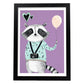 Poster de Mapache lila. Lámina de animales coloridos.-Artwork-Nacnic-A4-Marco Negro-Nacnic Estudio SL