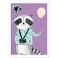 Poster de Mapache lila. Lámina de animales coloridos.-Artwork-Nacnic-A4-Sin marco-Nacnic Estudio SL