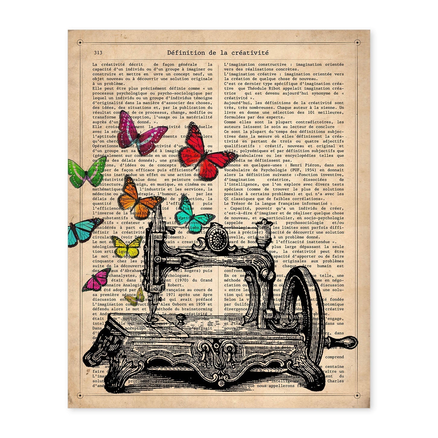 Poster de Maquina de coser. Láminas de mariposas. Decoración de mariposas y polillas.-Artwork-Nacnic-A4-Sin marco-Nacnic Estudio SL