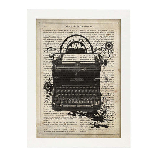 Poster de Maquina de escribir Continental.Láminas vintage para Posters con diseño vintage y definiciones.-Artwork-Nacnic-A4-Marco Blanco-Nacnic Estudio SL