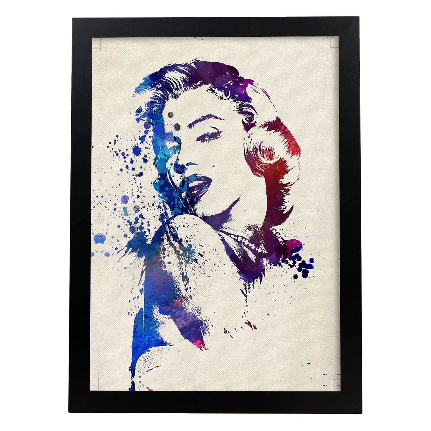 Poster de Marilyn Monroe con diseño acuarela. Mix de láminas con estilo acuarela-Artwork-Nacnic-A3-Marco Negro-Nacnic Estudio SL