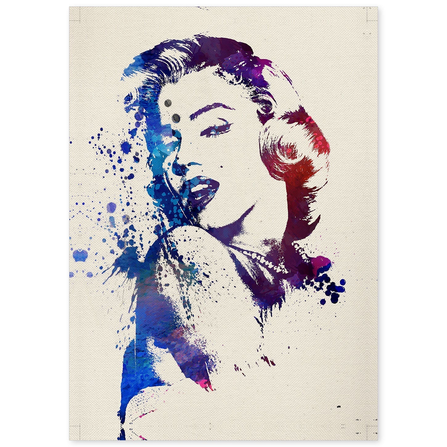 Poster de Marilyn Monroe con diseño acuarela. Mix de láminas con estilo acuarela-Artwork-Nacnic-A4-Sin marco-Nacnic Estudio SL