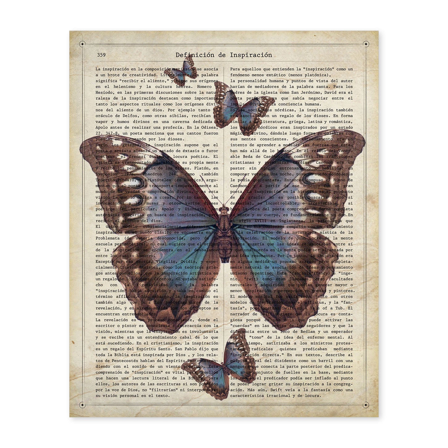 Poster de Mariposa azul negra. Láminas de mariposas. Decoración de mariposas y polillas.-Artwork-Nacnic-A4-Sin marco-Nacnic Estudio SL